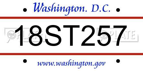 18ST257 District Of Columbia License Plate