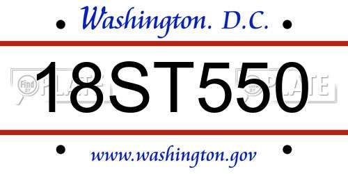 18ST550 District Of Columbia License Plate