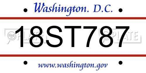 18ST787 District Of Columbia License Plate