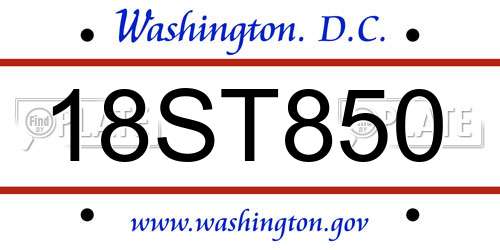 18ST850 District Of Columbia License Plate