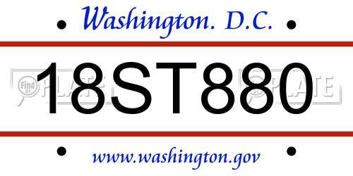 18ST880 District Of Columbia License Plate