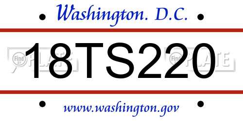 18TS220 District Of Columbia License Plate