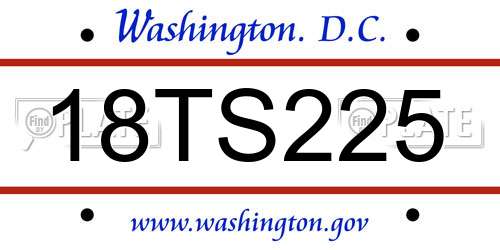 18TS225 District Of Columbia License Plate