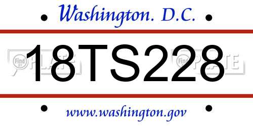 18TS228 District Of Columbia License Plate