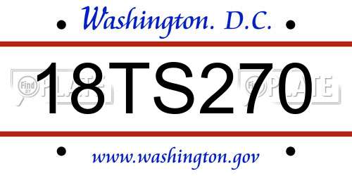 18TS270 District Of Columbia License Plate