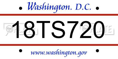 18TS720 District Of Columbia License Plate