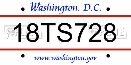 18TS728 District Of Columbia License Plate