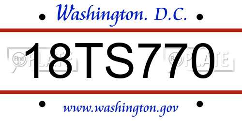 18TS770 District Of Columbia License Plate