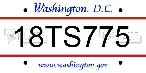 18TS775 District Of Columbia License Plate