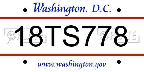 18TS778 District Of Columbia License Plate