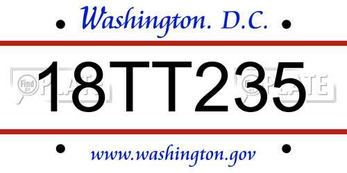 18TT235 District Of Columbia License Plate