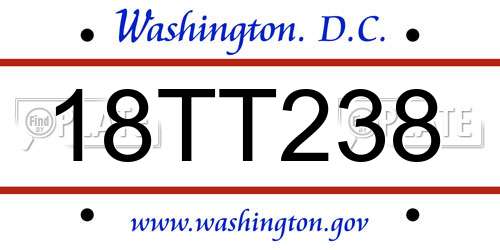 18TT238 District Of Columbia License Plate