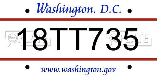 18TT735 District Of Columbia License Plate