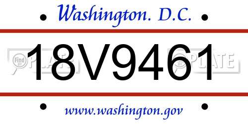 18V9461 District Of Columbia License Plate