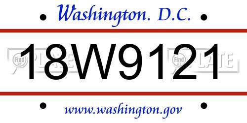 18W9121 District Of Columbia License Plate