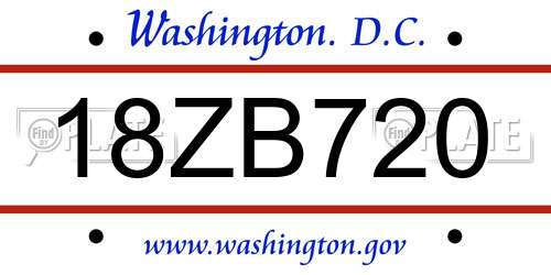 18ZB720 District Of Columbia License Plate