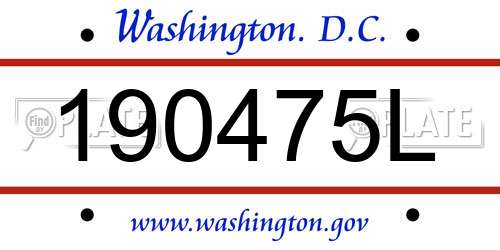 190475L District Of Columbia License Plate