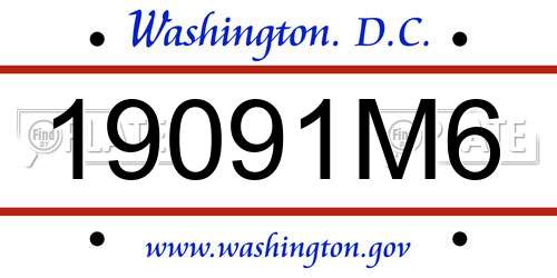 19091M6 District Of Columbia License Plate