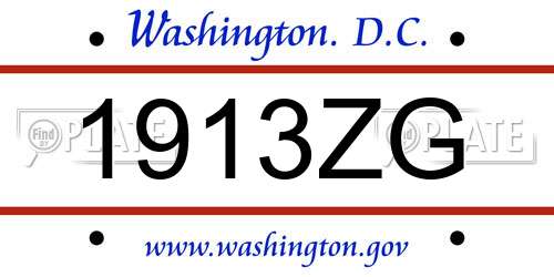 1913ZG District Of Columbia License Plate