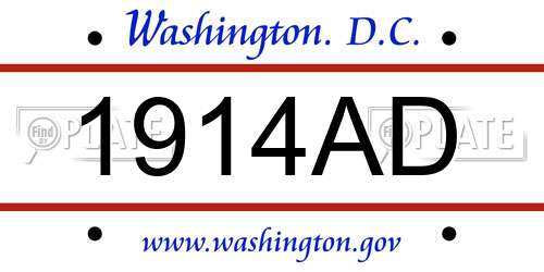 1914AD District Of Columbia License Plate
