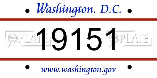 19151 District Of Columbia License Plate