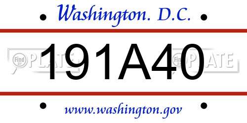 191A40 District Of Columbia License Plate