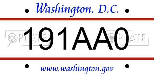 191AA0 District Of Columbia License Plate