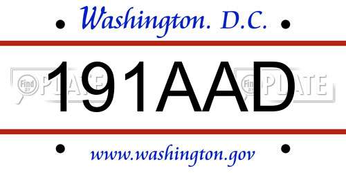 191AAD District Of Columbia License Plate