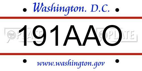 191AAO District Of Columbia License Plate