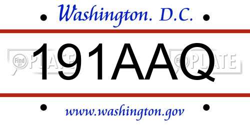 191AAQ District Of Columbia License Plate