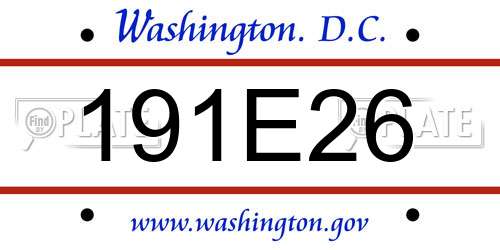 191E26 District Of Columbia License Plate