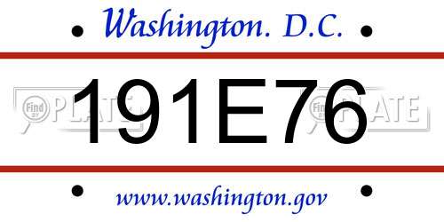 191E76 District Of Columbia License Plate