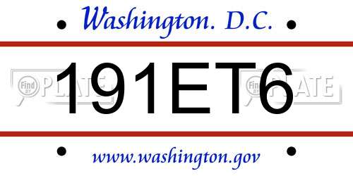 191ET6 District Of Columbia License Plate