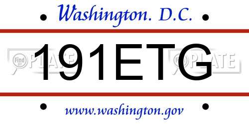 191ETG District Of Columbia License Plate