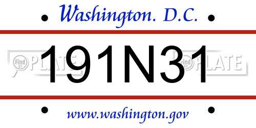 191N31 District Of Columbia License Plate