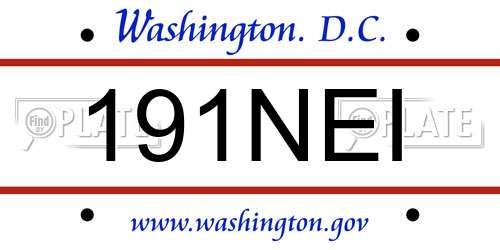191NEI District Of Columbia License Plate