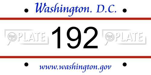 192 District Of Columbia License Plate