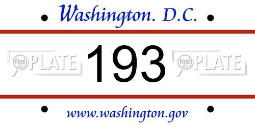 193 District Of Columbia License Plate