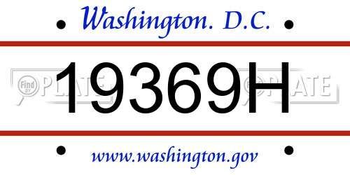 19369H District Of Columbia License Plate