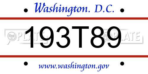 193T89 District Of Columbia License Plate