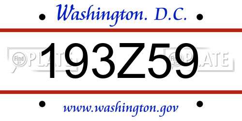 193Z59 District Of Columbia License Plate