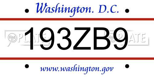 193ZB9 District Of Columbia License Plate