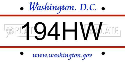 194HW District Of Columbia License Plate