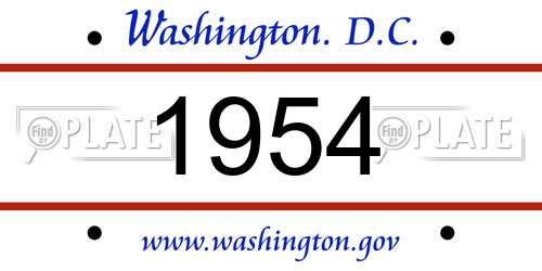 1954 District Of Columbia License Plate