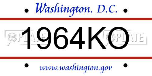 1964KO District Of Columbia License Plate