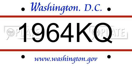 1964KQ District Of Columbia License Plate