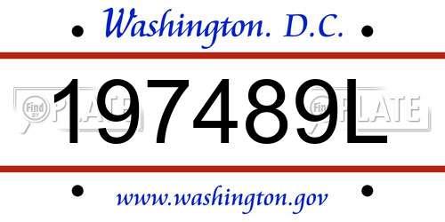 197489L District Of Columbia License Plate