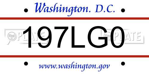 197LG0 District Of Columbia License Plate