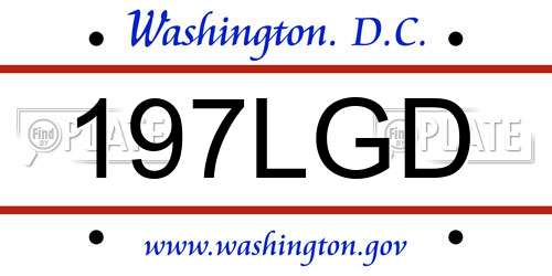 197LGD District Of Columbia License Plate