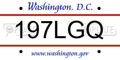 197LGQ District Of Columbia License Plate